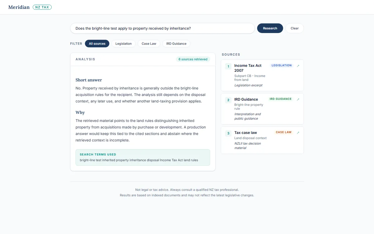 Cited answer workflow with source cards and review structure