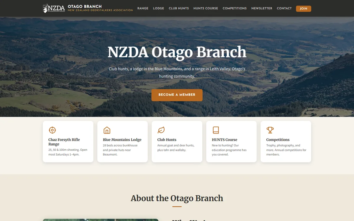 Regional community organisation website home page